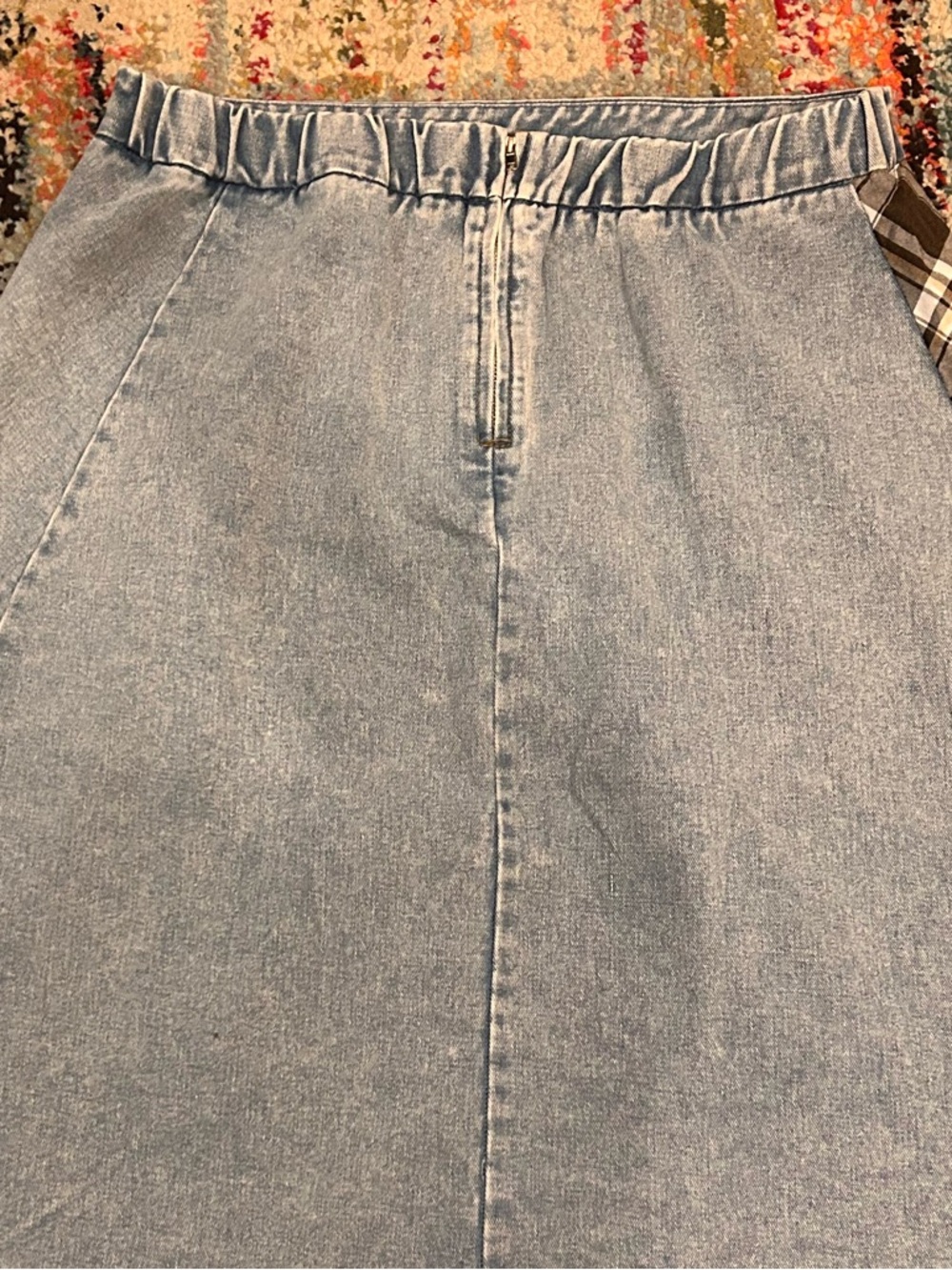Denim & Plaid Patch Skirt - Picture 4 of 4